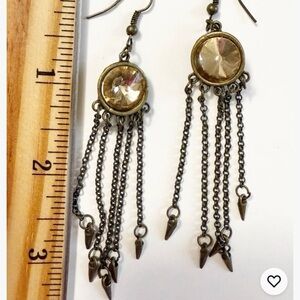 Elegant Gold stone and Bronze Dangle Earrings